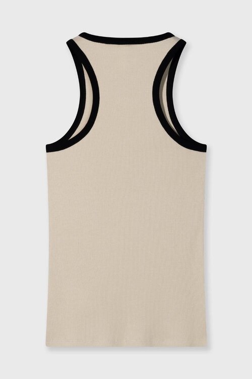 10Days Leichtes erdfarbenes Tanktop mit Rippenkontrast