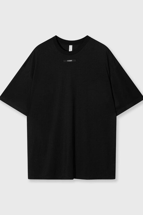10Days Schwarzes übergroßes T-Shirt Jersey