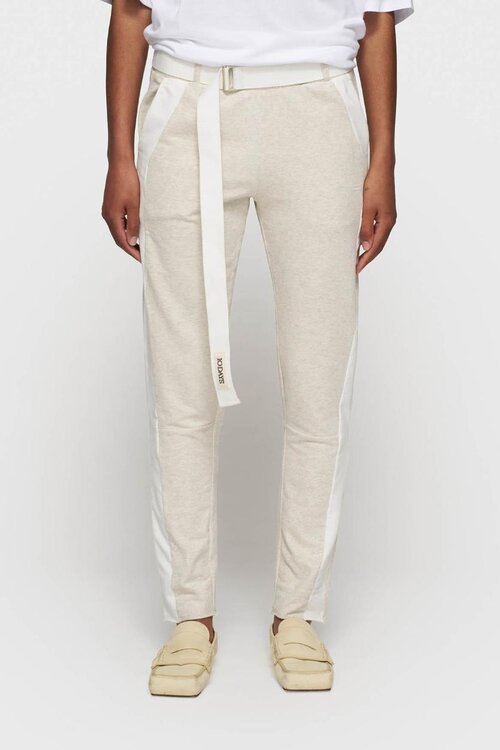 10Days Soft White Melee belted cropped jogger tape
