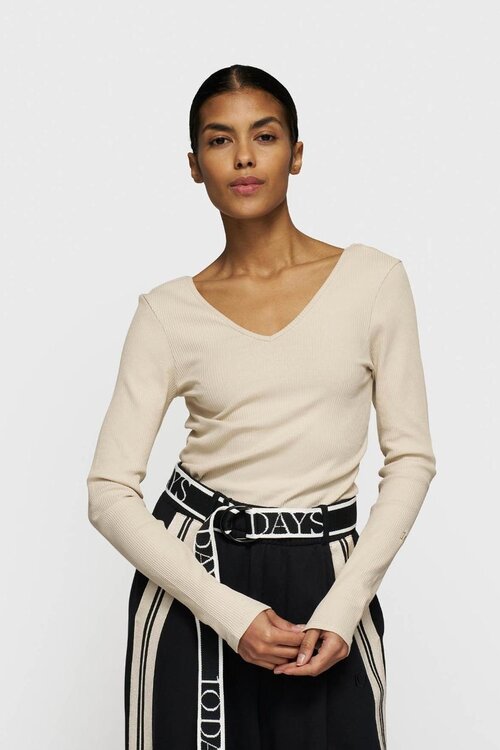 10Days light earth v-neck long sleeve ballet top