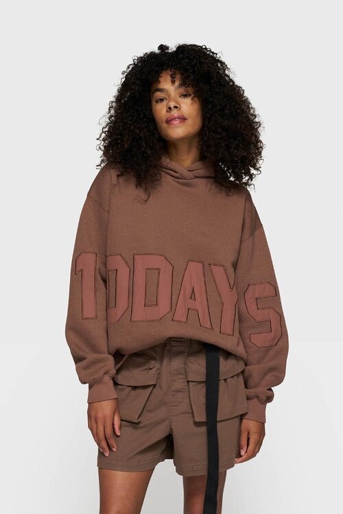 10Days Trüffel Statement Logo Hoodie