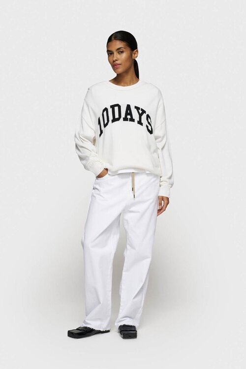 10Days Optic White gerade geschnittene Twill-Hose