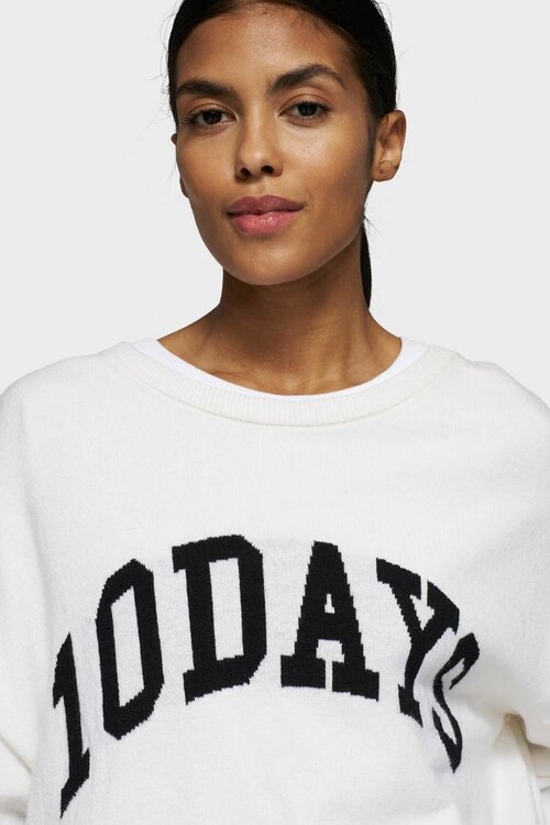 10Days Weiße Statement-Strickpullover