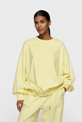 10Days Pastellgelber übergroßer Pullover mit Logo