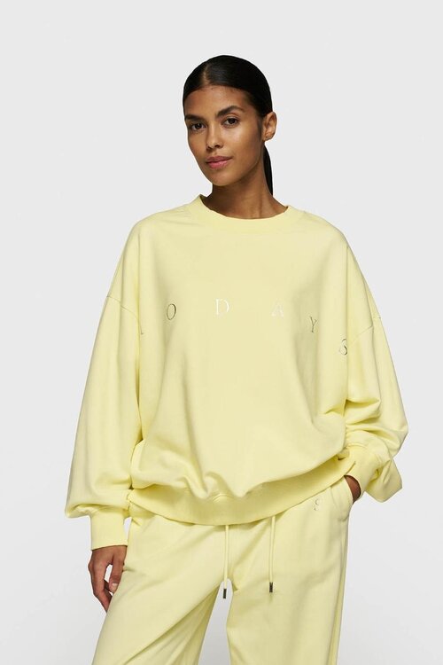 10Days Pastellgelber übergroßer Pullover mit Logo