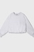 10Days Weiß-grauer Melange-Faltenpullover mit Rückendruck