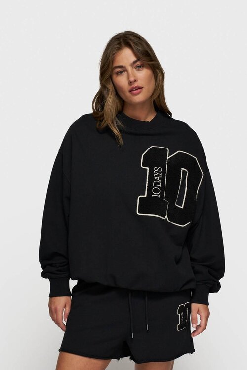 10Days Schwarzer Baseball-Pullover 10