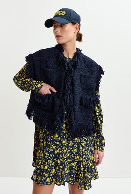 Essentiel Antwerp Marineblaue Weste mit Fransen Essentiel Antwerp Marineblaue Weste mit Fransen