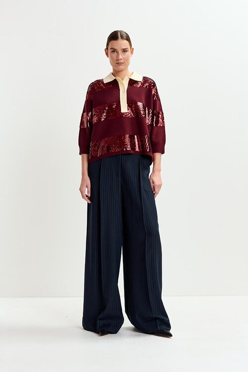 Essentiel Antwerp Marineblaue Hose mit weitem Bein