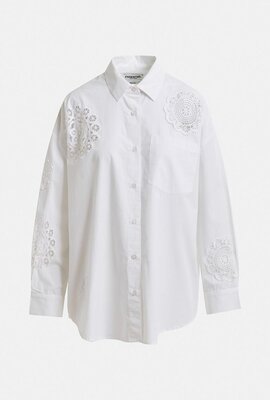 Essentiel Antwerp Weiße Spitzenapplikation Bluse