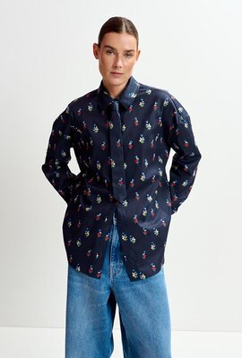 Essentiel Antwerp Navy Embo Oversized Bluse