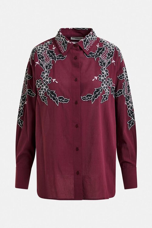 Essentiel Antwerp Bordeaux bestickte Bluse
