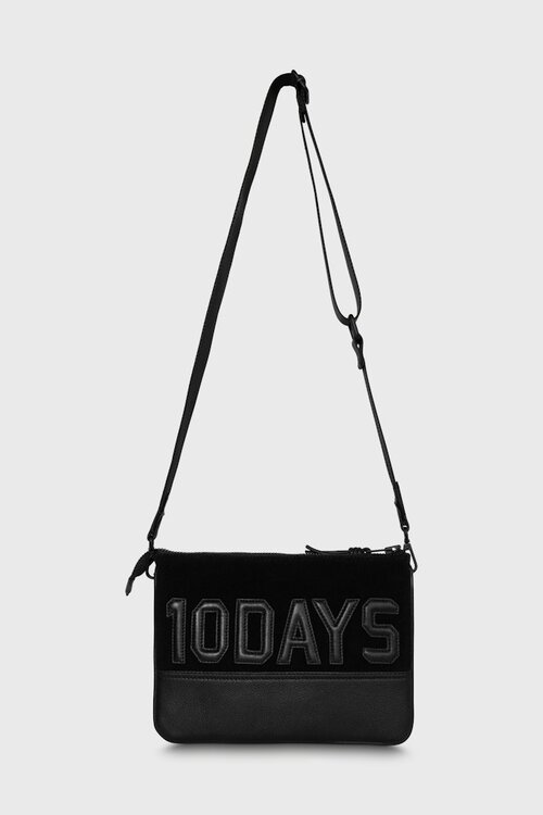 10Days Schwarze Leder-Doppel-Mini-Tasche