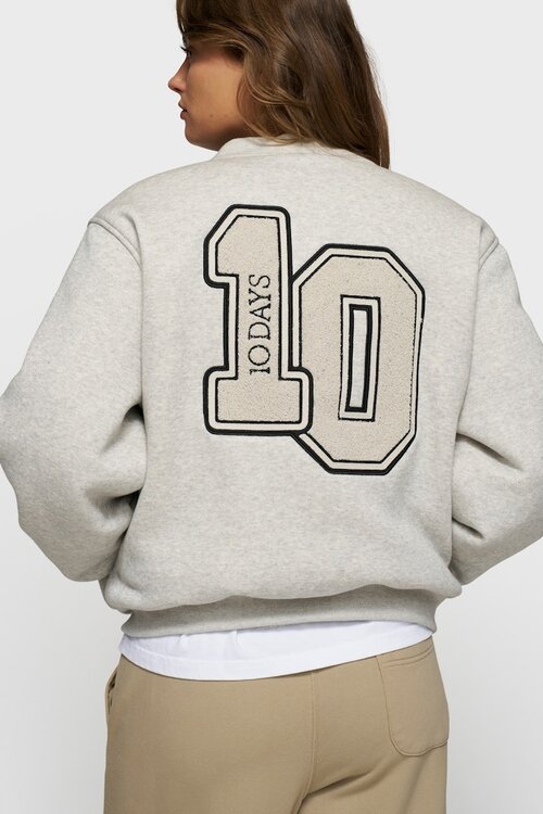 10Days Weiße graue Melange-Baseball-Bomberjacke 10