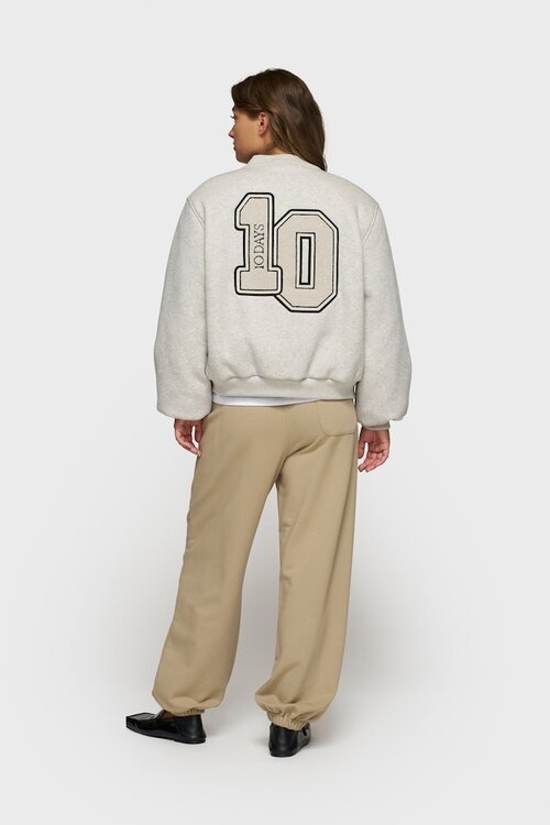 10Days Weiße graue Melange-Baseball-Bomberjacke 10