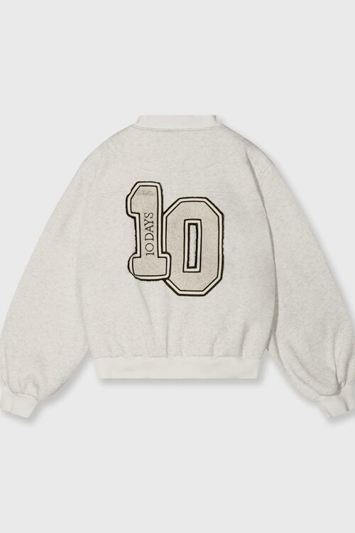 10Days Weiße graue Melange-Baseball-Bomberjacke 10