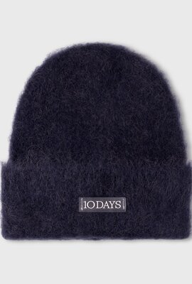 10Days Dunkelblaue weiche haarige Strickmütze 10Days Dunkelblaue weiche haarige Strickmütze