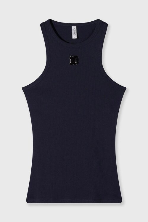 10Days Dunkelblaues Tanktop aus Rippfrottee