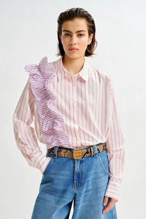 Essentiel Antwerp Rosa Rüschenbluse