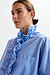 Essentiel Antwerp Blaue Bluse mit Rüschenkragen
