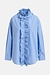 Essentiel Antwerp Blaue Bluse mit Rüschenkragen