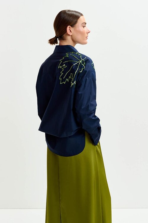 Essentiel Antwerp Indigo Verzierte Bluse