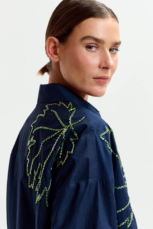 Essentiel Antwerp Indigo Verzierte Bluse