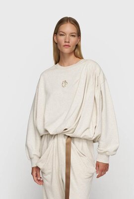 10Days Weißer weicher Faltenpullover