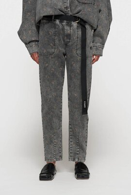 10Days Schwarze Hosen mit Gürtel und Monogramm