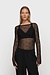 10Days Schwarzes Mesh-Langarmshirt mit Monogramm