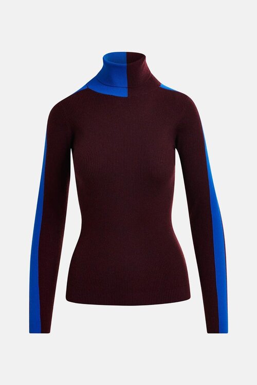 Essentiel Antwerp Bordeaux Bicolour fitted Pullover