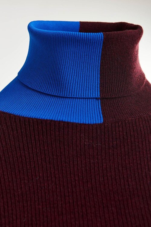 Essentiel Antwerp Bordeaux Bicolour fitted Pullover