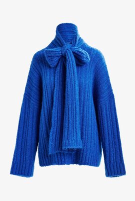 Essentiel Antwerp Blauer Pullover mit Schal Essentiel Antwerp Blauer Pullover mit Schal