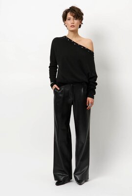 Dante 6 Dunkelgrauer Mayu Off-Shoulder-Pullover Dante 6 Dunkelgrauer Mayu Off-Shoulder-Pullover