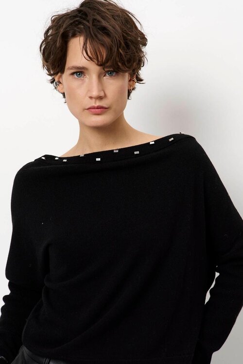 Dante 6 Dunkelgrauer Mayu Off-Shoulder-Pullover