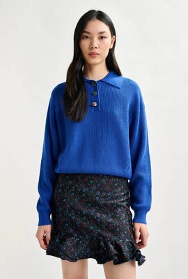 Essentiel Antwerp Blauer Jewel Button Polo Pullover