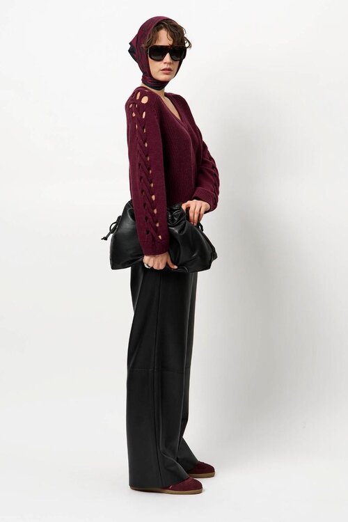 Dante 6 Bordeaux Palomo Geflochtener Pullover