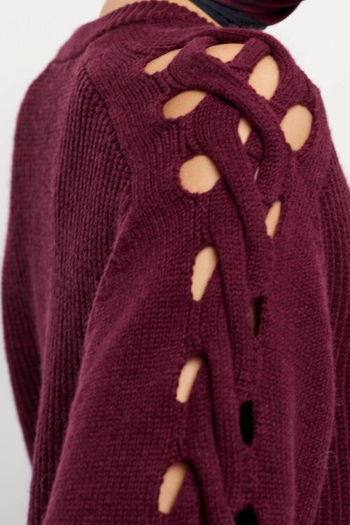 Dante 6 Bordeaux Palomo Geflochtener Pullover