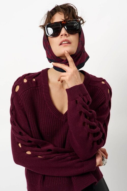 Dante 6 Bordeaux Palomo Geflochtener Pullover