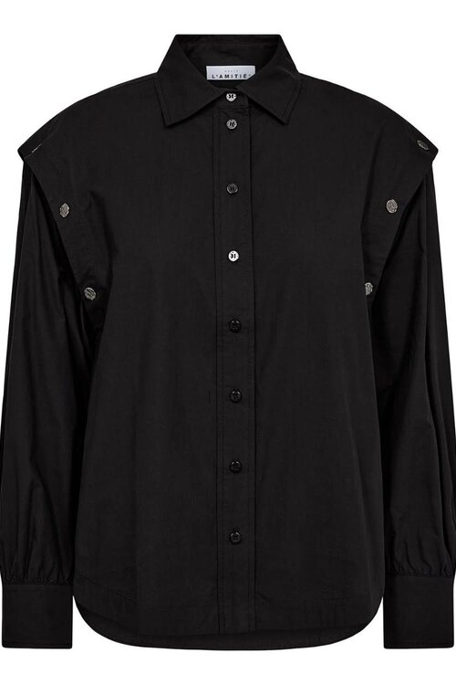 Haute L'Amitie Schwarzes Hemd mit Knopfärmeln