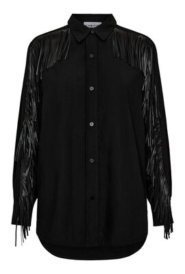 Haute L'Amitie Schwarzes Fringle-Hemd Schwarz