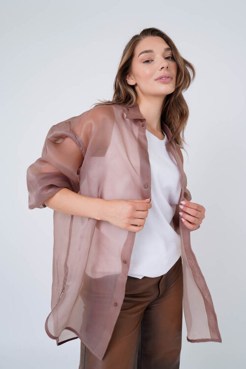 EST'SEVEN Braune Bluse