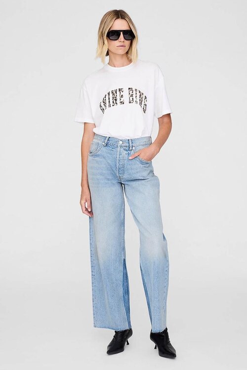 Anine Bing White Walker Tee Leopard