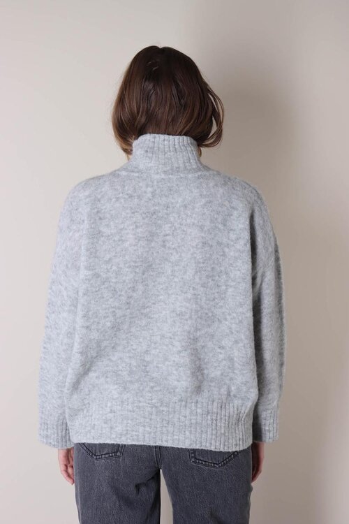 American Vintage Grauer Strickrollkragenpullover