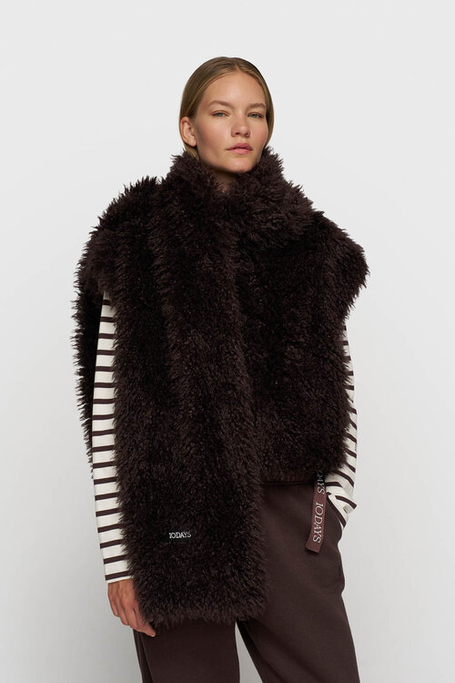 10Days deep wine furry scarf