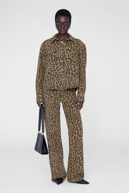 Anine Bing gefärbtes Paxton Shirt Leopard