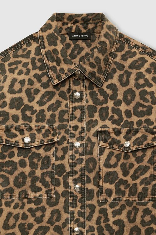 Anine Bing gefärbtes Paxton Shirt Leopard
