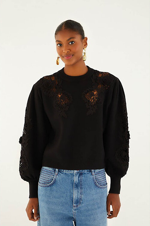Farm Rio Schwarzer Pullover