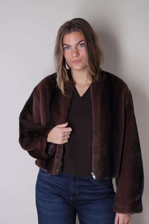 Studio AR by Arma Braune Celeste Faux-Mink-Jacke