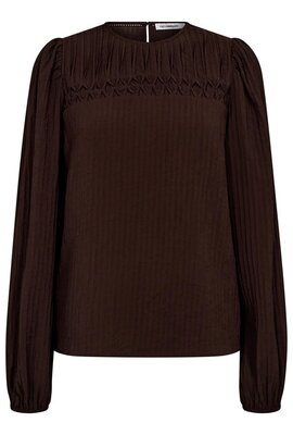 Co'couture Dunkelbraune Shina Pintuck Bluse